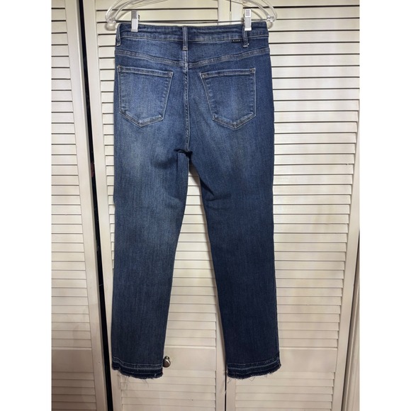 Risen Jeans Womens Blue High Rise Straight Cross Over Stretch Casual - Picture 5 of 5